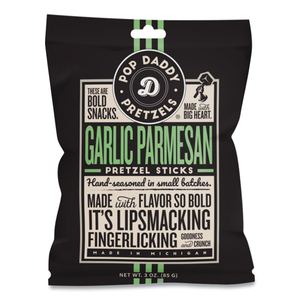 GARLIC PARMESAN PRETZEL STICKS, 3 OZ BAG, 15/CARTON by Pop Daddy