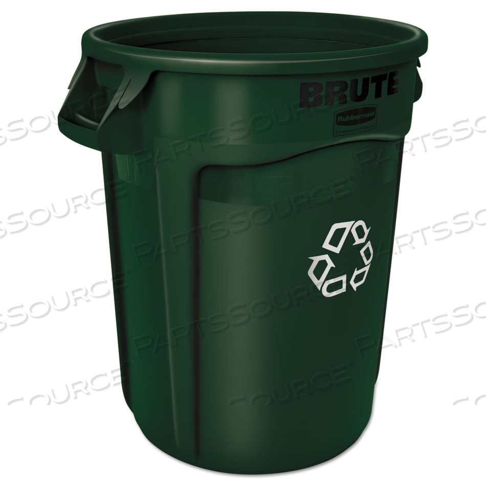 VENTED ROUND BRUTE CONTAINER, 32 GAL, PLASTIC, DARK GREEN by Rubbermaid Medical Division