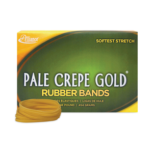 PALE CREPE GOLD RUBBER BANDS, SIZE 32, 0.04" GAUGE, GOLDEN CREPE, 1 LB BOX, 1,100/BOX by Alliance Rubber Company