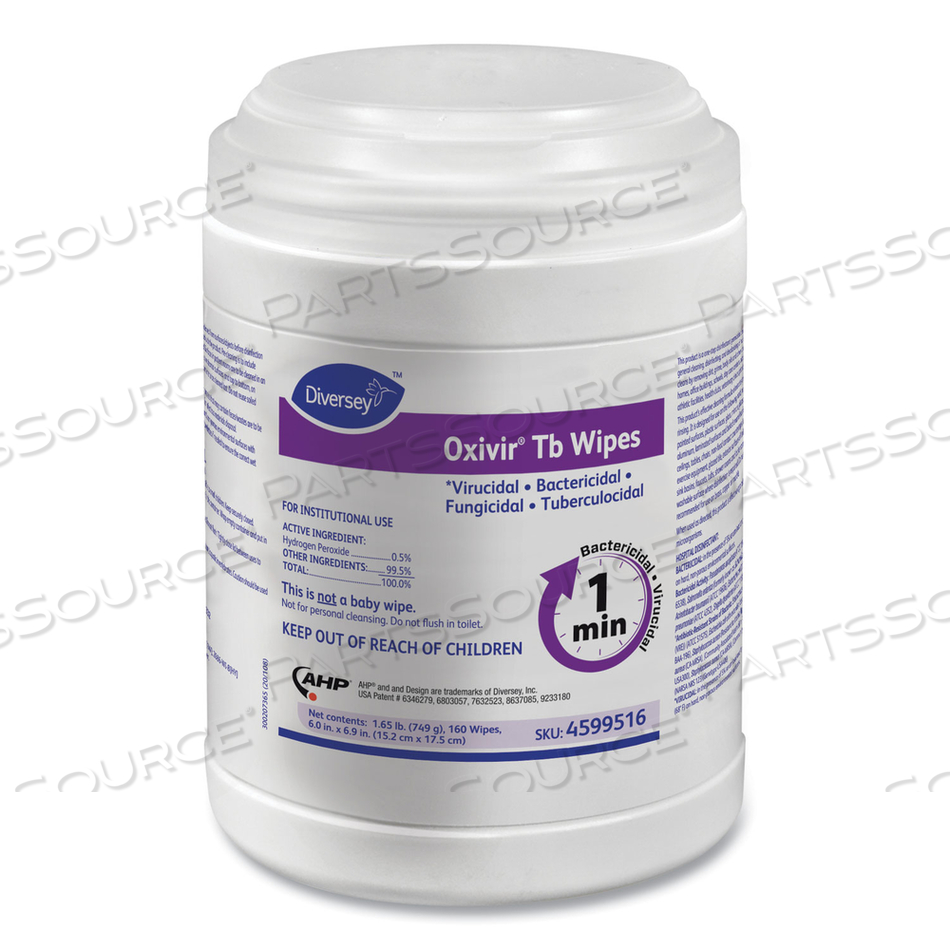 OXIVIR TB DISINFECTANT WIPES, 7 X 6, WHITE, 160/CANISTER by Diversey