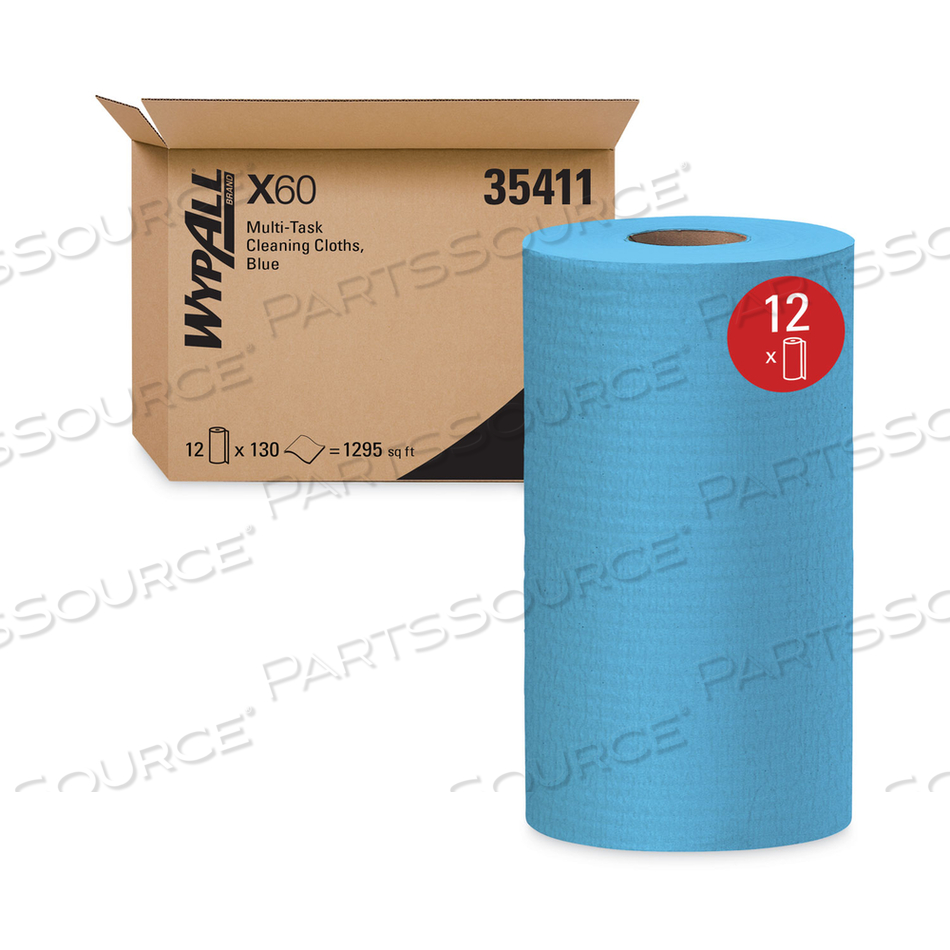 GENERAL CLEAN X60 CLOTHS, SMALL ROLL, 9.8 X 13.4, BLUE, 130/ROLL, 12 ROLLS/CARTON by WypAll