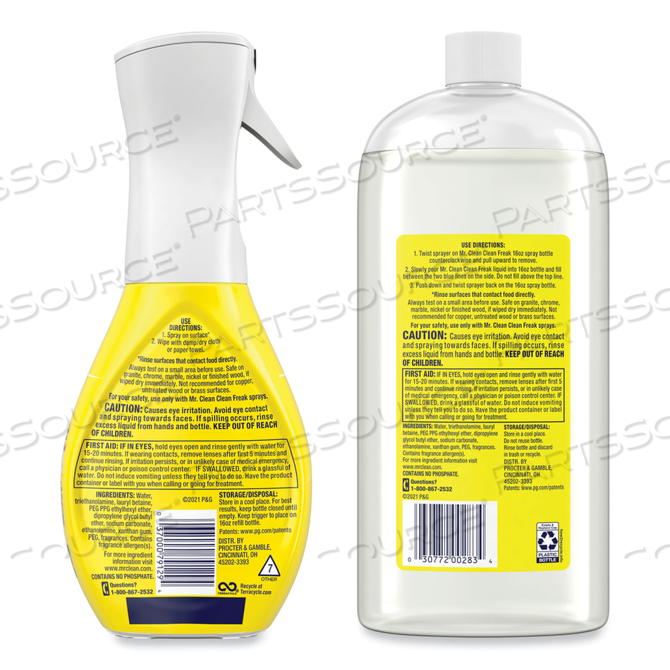 CLEAN FREAK DEEP CLEANING MIST MULTI-SURFACE SPRAY, LEMON ZEST, 16 OZ SPRAY BOTTLE PLUS 30.9 OZ REFILL 