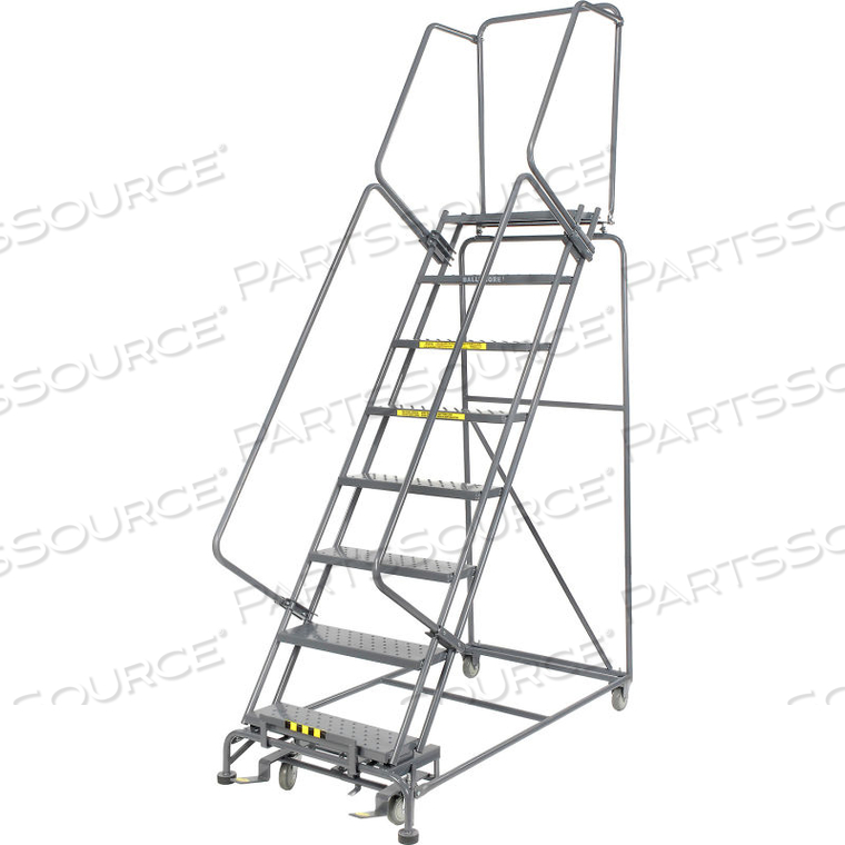 PERFORATED 24"W 8 STEP STEEL ROLLING LADDER 21"D TOP STEP by Ballymore PERFORATED 24"W 8 STEP STEEL ROLLING LADDER 21"D TOP STEP by Ballymore