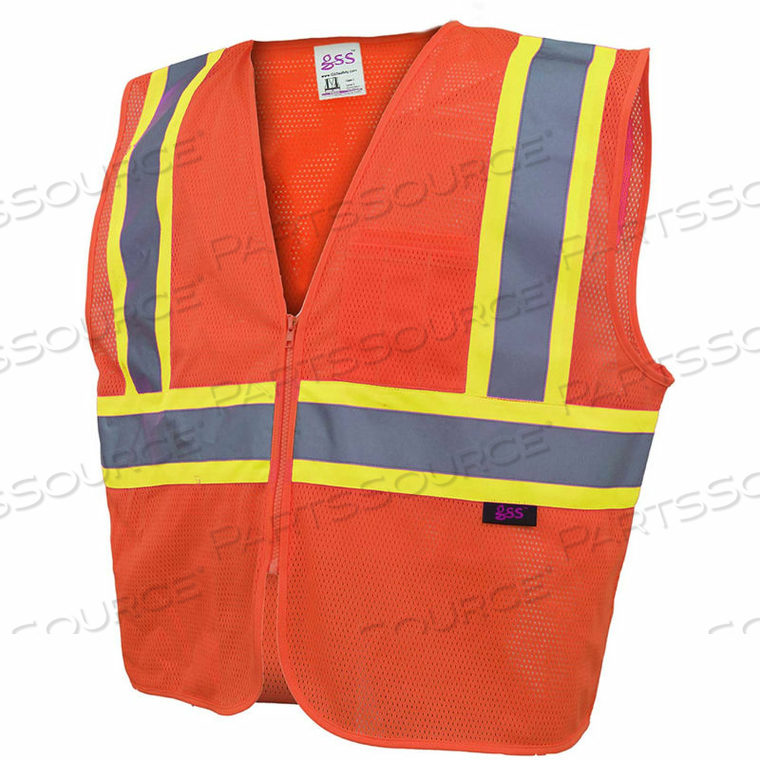 1006 STANDARD CLASS 2 TWO TONE MESH ZIPPER SAFETY VEST, ORANGE, 4XL by GSS Safety LLC 1006 STANDARD CLASS 2 TWO TONE MESH ZIPPER SAFETY VEST, ORANGE, 4XL by GSS Safety LLC