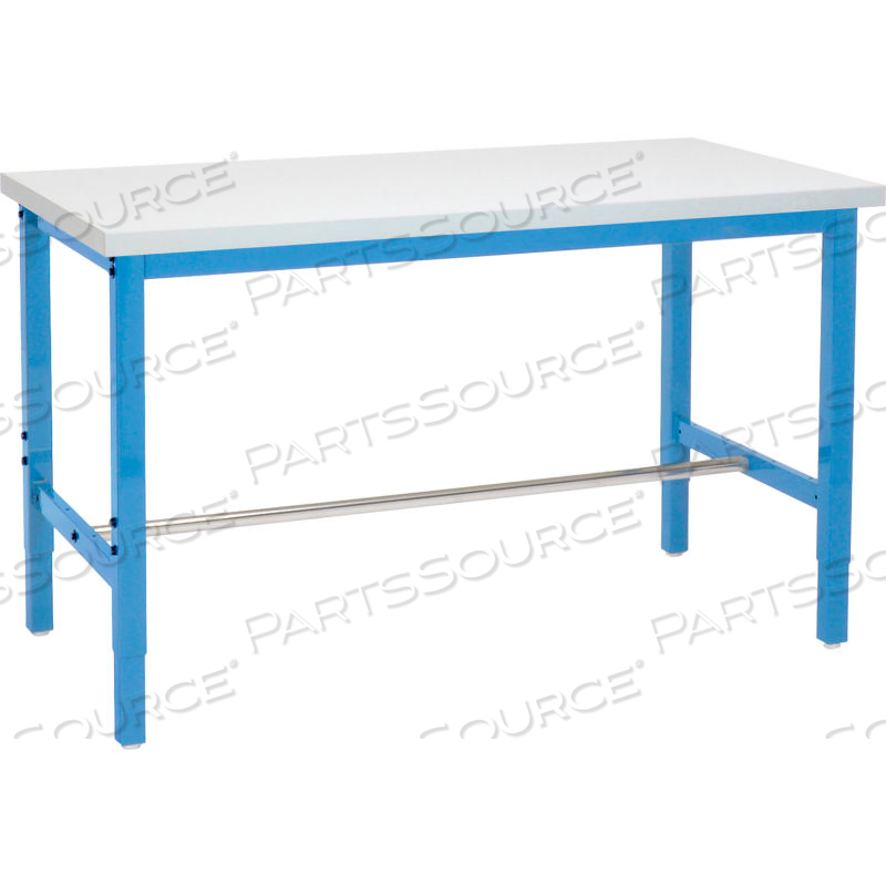 48X36 ADJUSTABLE HEIGHT WORKBENCH SQUARE TUBE LEG, LAMINATE SQUARE EDGE BLUE by Approved Vendor 48X36 ADJUSTABLE HEIGHT WORKBENCH SQUARE TUBE LEG, LAMINATE SQUARE EDGE BLUE by Approved Vendor