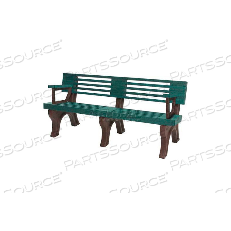 ELITE 6 FT. BACKED BENCH WITH ARMS, CEDAR BENCH/BROWN FRAME 