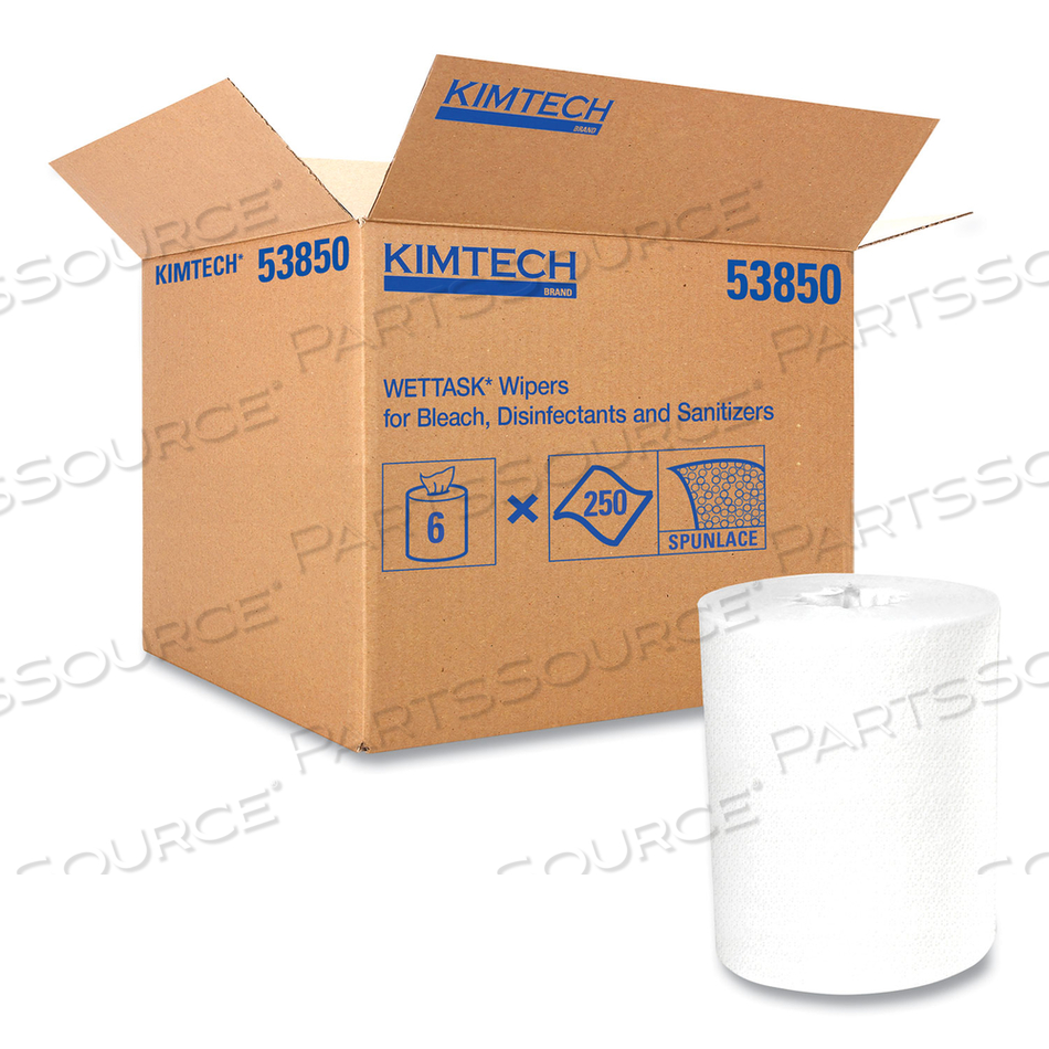 POWER CLEAN WIPERS FOR DISINFECTANTS, SANITIZERS AND SOLVENTS WETTASK CUSTOMIZABLE WET WIPING SYSTEM 250/ROLL by WypAll
