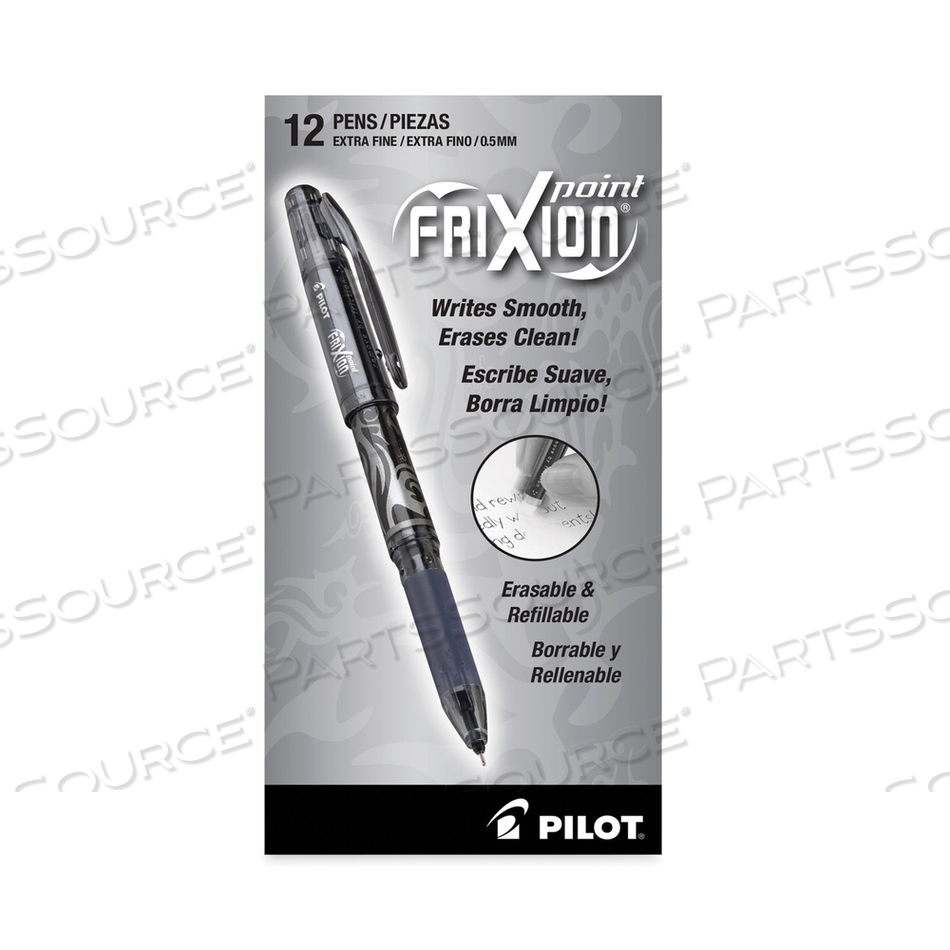 FRIXION POINT ERASABLE GEL PEN, STICK, EXTRA-FINE 0.5 MM, BLACK INK, BLACK BARREL by Pilot