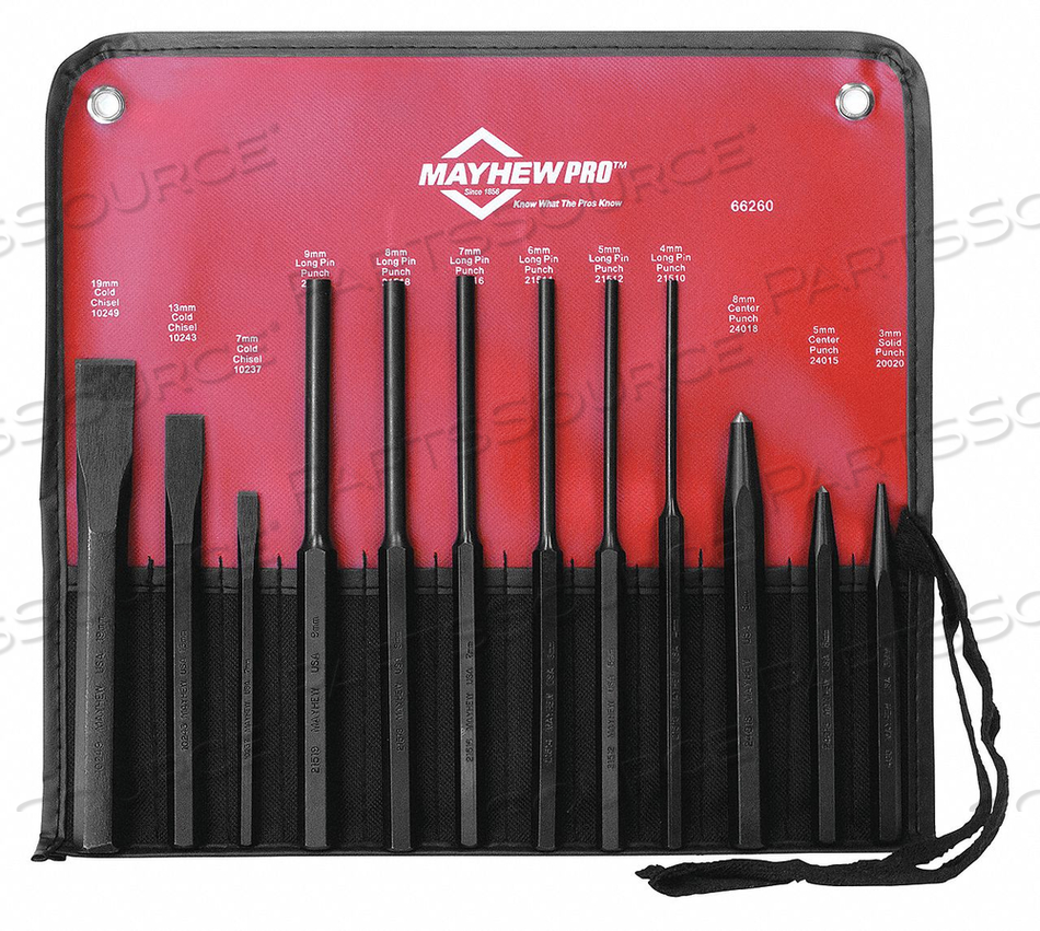 PUNCH AND CHISEL SET 12-PIECE STEEL by Mayhew