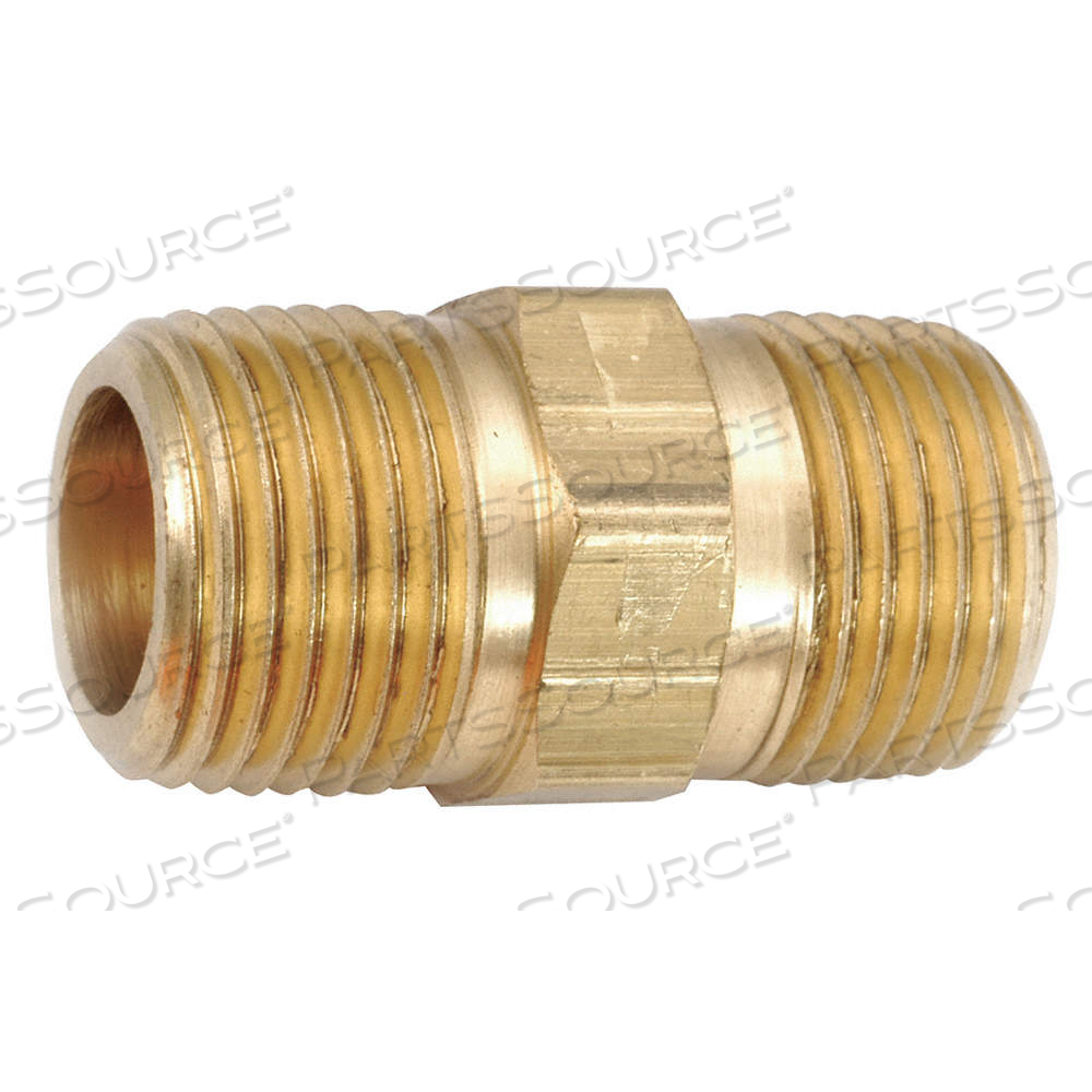 HEX NIPPLE, BRASS, 1/4 IN X 1/4 IN FITTING PIPE SIZE, MALE NPT X MALE NPT, 1 3/8 IN OVERALL LG, MALE by Approved Vendor HEX NIPPLE, BRASS, 1/4 IN X 1/4 IN FITTING PIPE SIZE, MALE NPT X MALE NPT, 1 3/8 IN OVERALL LG, MALE by Approved Vendor