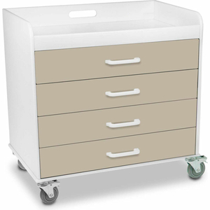 EXTRA WIDE COMPACT 4 DRAWER LOCKING CART, ALMOND BEIGE, 27"W X 19"D X 27"H by TrippNT, Inc