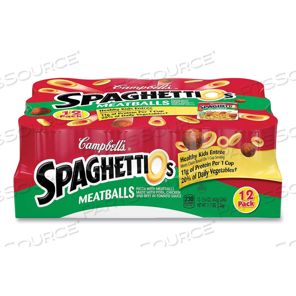 CANNED PASTA WITH MEATBALLS, 15.6 OZ CAN, 12/PACK 