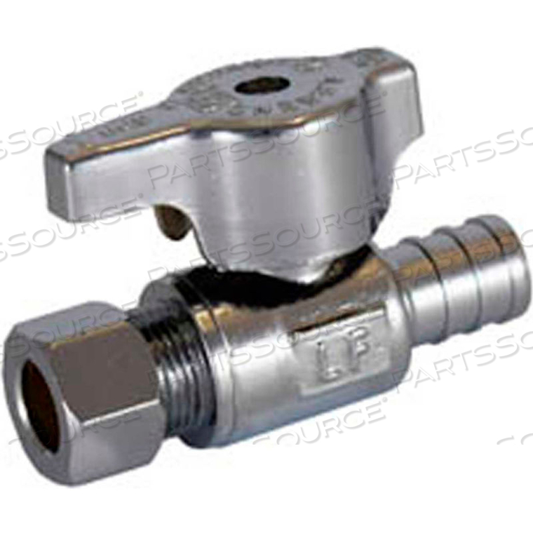 1/2 PEX X 3/8" OD T-596NL NO LEAD CHROME BRASS STOP VALVE by Legend Valve & Fitting Inc