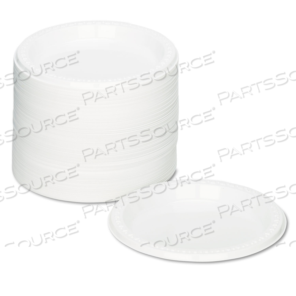 PLASTIC DINNERWARE, PLATES, 7" DIA, WHITE by Tablemate