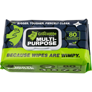 CROCODILE CLOTH BIODEGRADABLE MULTIPURPOSE CLEANING CLOTH WIPES, 80 WIPES/PACK by Nuvik USA Inc