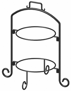 ROUND PLATE STAND BLACK IRON 2 TIER 9 IN by ITI