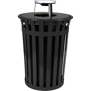 OAKLEY 36 GALLON SLATTED STEEL RECEPTACLE W/ASH TOP, BLACK by Witt Company OAKLEY 36 GALLON SLATTED STEEL RECEPTACLE W/ASH TOP, BLACK by Witt Company