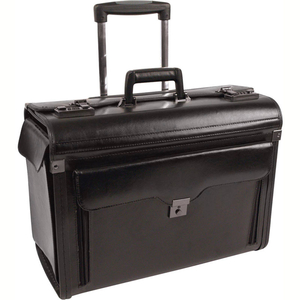 LEATHER BUSINESS CASE ON WHEELS, 9 IN W X 15 IN H X 19 IN L, BLACK by Bugatti Sedona Inc