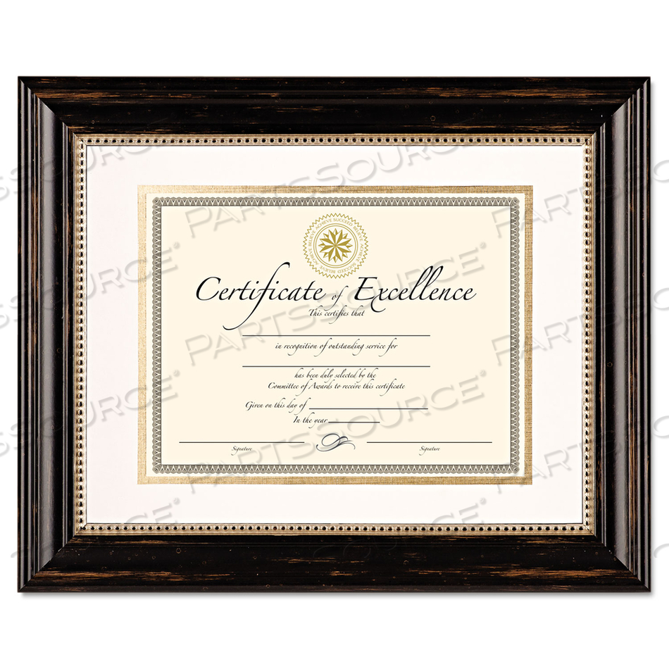 GENOVA DOCUMENT FRAME WITH MAT, 11 X 14, 8.5 X 11, PLASTIC, BLACK 