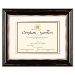 GENOVA DOCUMENT FRAME WITH MAT, 11 X 14, 8.5 X 11, PLASTIC, BLACK by DAX