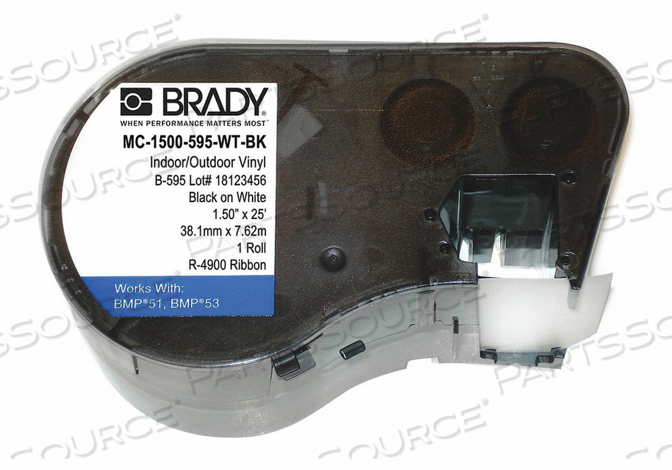 H4306 LABEL CARTRIDGE BLACK/WHITE VINYL by Brady Americas