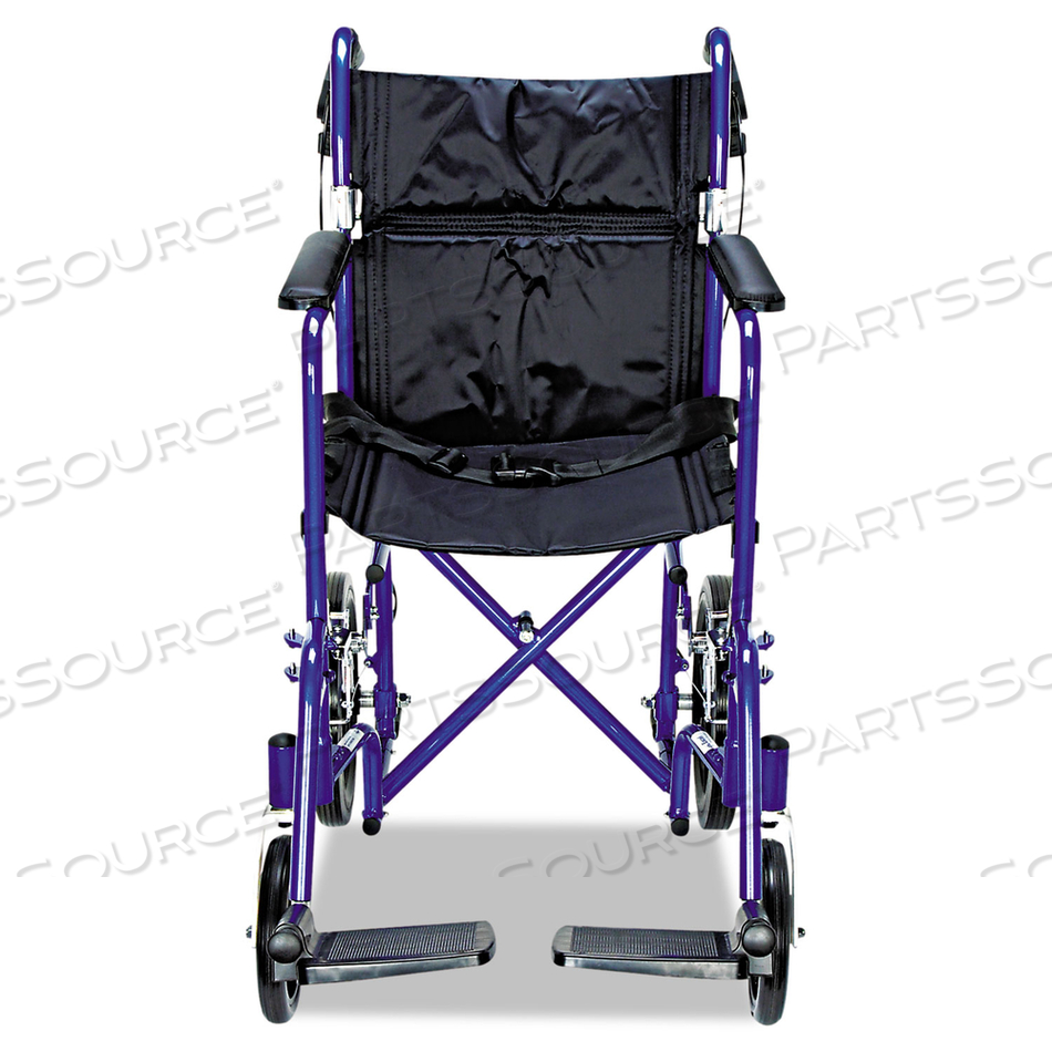 EXCEL DELUXE ALUMINUM TRANSPORT WHEELCHAIR, 300 LB CAPACITY, 19 X 16 SEAT 