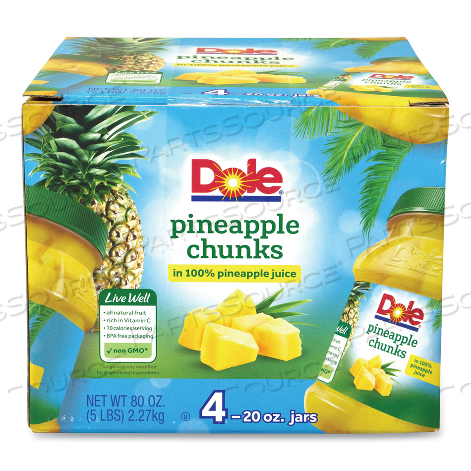 PINEAPPLE CHUNKS IN 100% JUICE, 20 OZ JAR, 4 JARS/BOX 