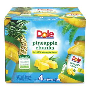 PINEAPPLE CHUNKS IN 100% JUICE, 20 OZ JAR, 4 JARS/BOX by Dole