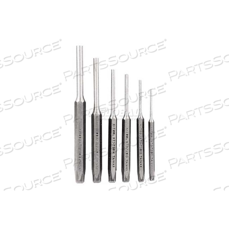 PIN PUNCH SET 6 PIECE-3/32", 1/8", 5/32", 3/16", 1/4", 5/16" by KTI