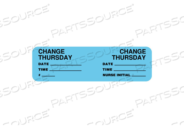 CHANGE MINDER LABEL, THURSDAY, LITHO PAPER, LIGHT BLUE, 3 IN X 7/8 IN by United Ad Label