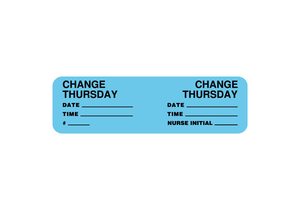CHANGE MINDER LABEL, THURSDAY, LITHO PAPER, LIGHT BLUE, 3 IN X 7/8 IN by United Ad Label