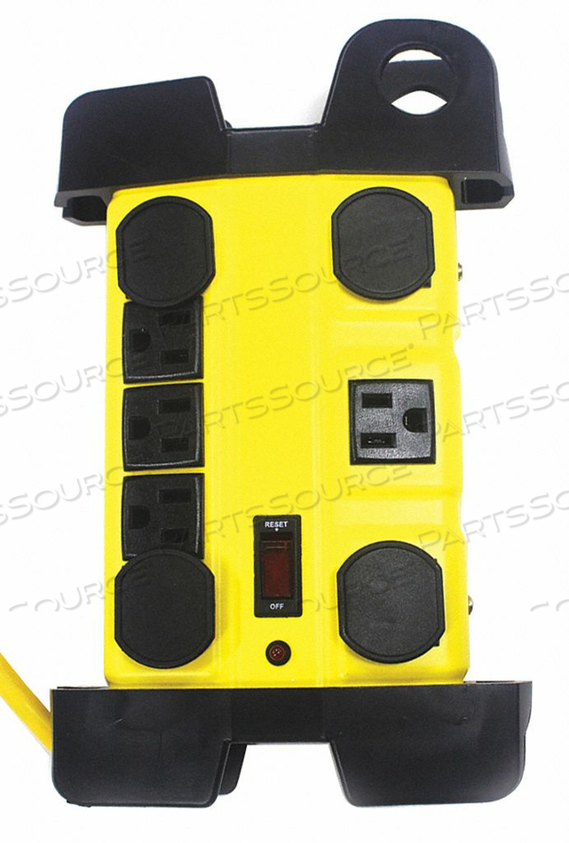 SURGE PROTECTOR OUTLET STRIP, 25 FT, 15 A, 125 VAC, 14 AWG, NEMA 5-15P TO NEMA 5-15R, YELLOW by Power First