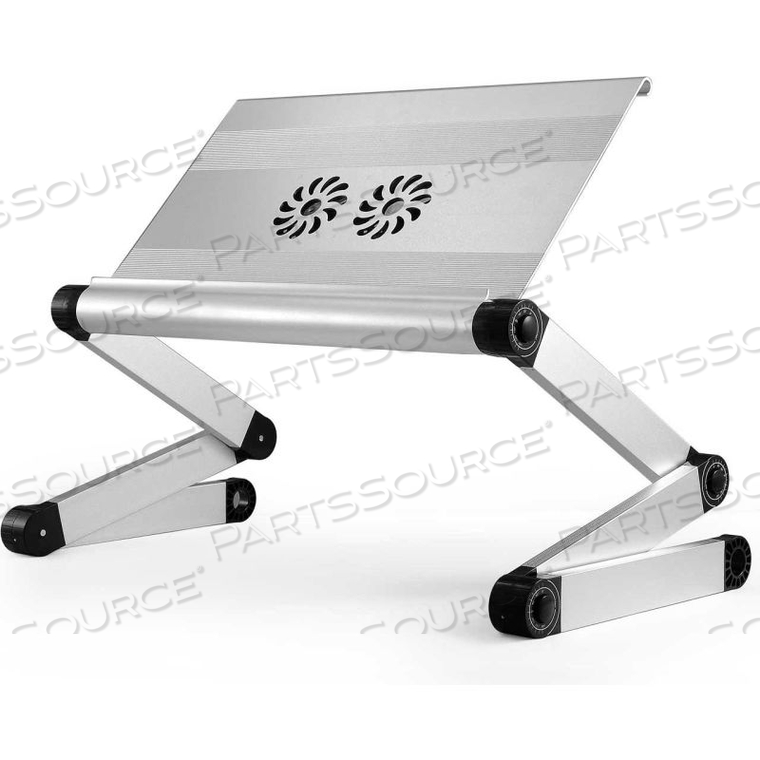 WORKEZ EXECUTIVE LAPTOP COOLING STAND W/ 2 FANS & USB PORTS, SILVER by Uncaged Ergonomics