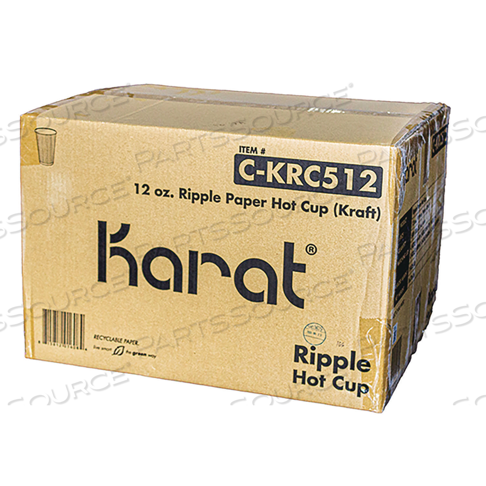 RIPPLE HOT CUPS, 12 OZ, KRAFT/WHITE by Karat