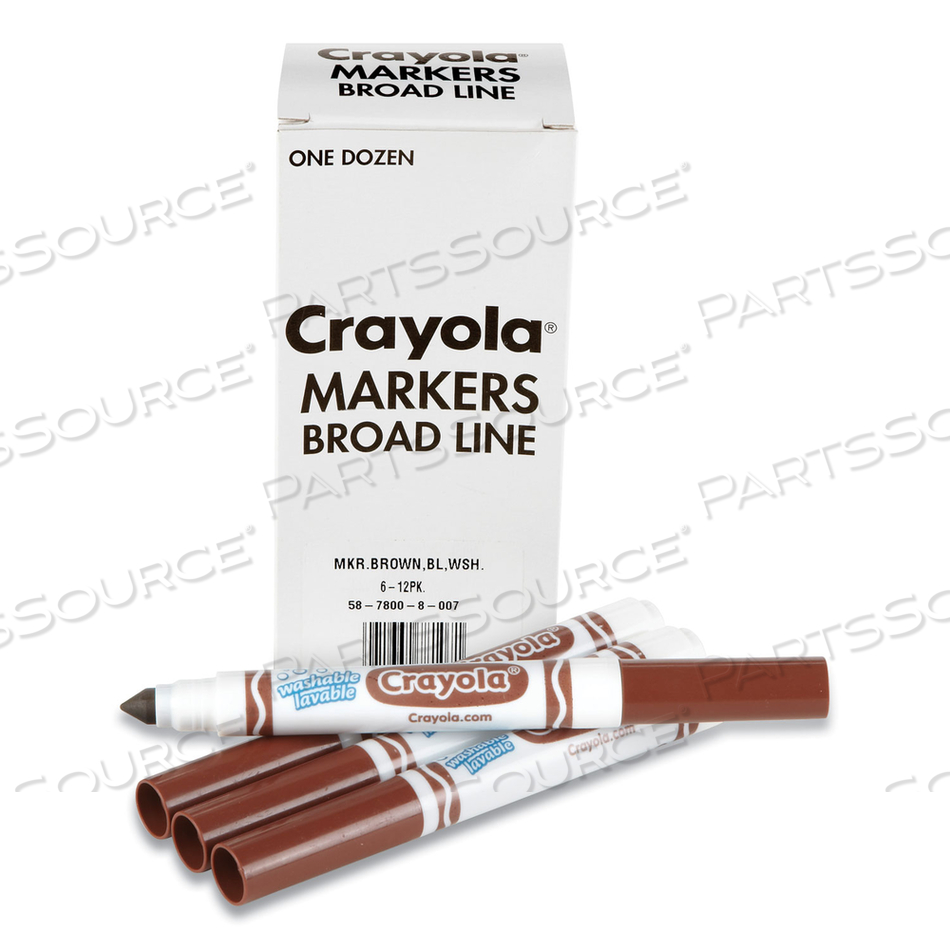 BROAD LINE WASHABLE MARKERS, BROAD BULLET TIP, BROWN by Crayola