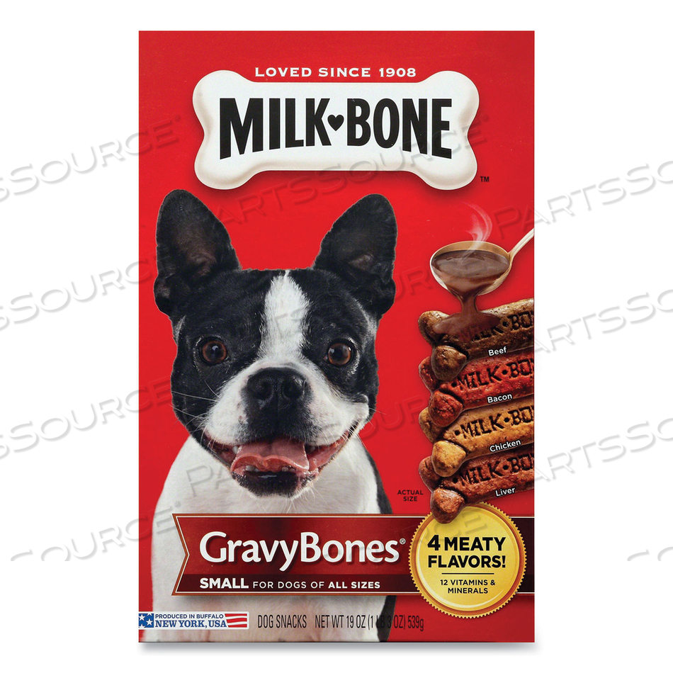 SMALL SIZED GRAVYBONES DOG BISCUITS, BACON; BEEF; CHICKEN; LIVER, 19 OZ 