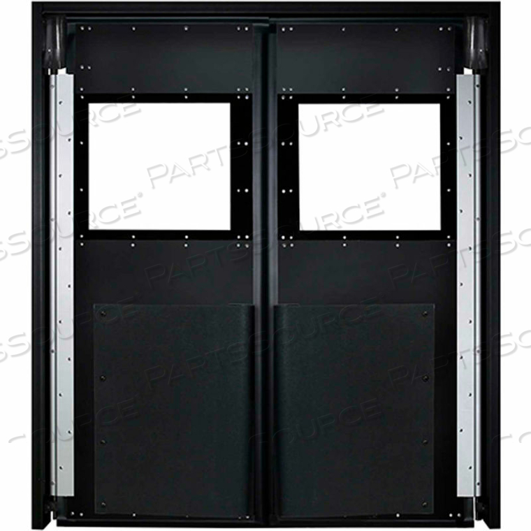 EXTRA HEAVY DUTY DOUBLE PANEL IMPACT TRAFFIC DOOR 5'W X 7'H BLACK 