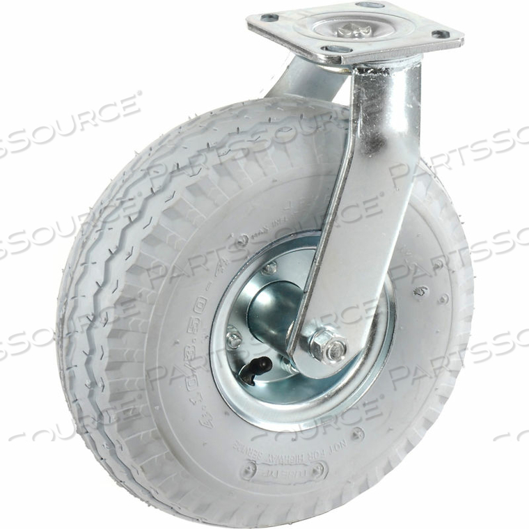 SWIVEL PLATE CASTER 10" FULL PNEUMATIC WHEEL 330 LB. CAPACITY by Sistom Technology Inc. SWIVEL PLATE CASTER 10" FULL PNEUMATIC WHEEL 330 LB. CAPACITY by Sistom Technology Inc.