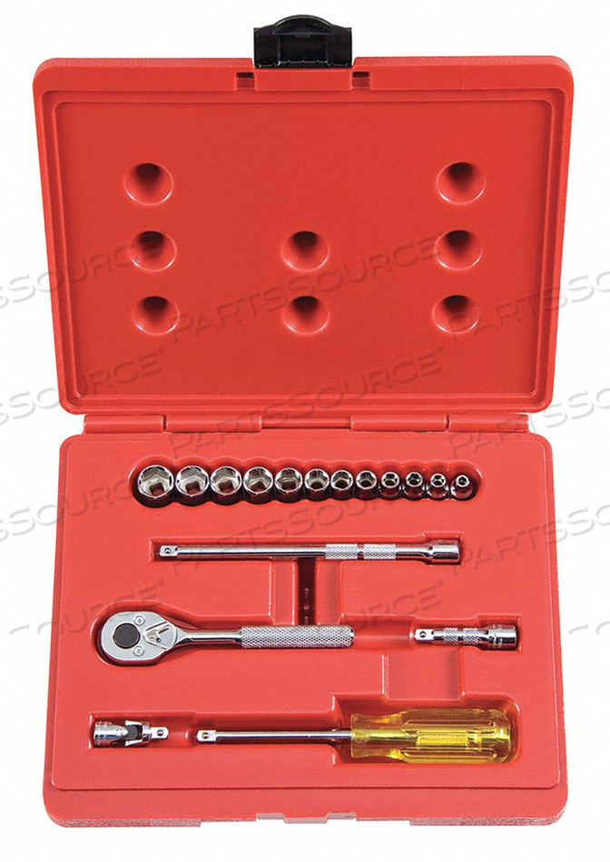 SOCKET WRENCH SET METRIC 1/4 DR 17 PC 