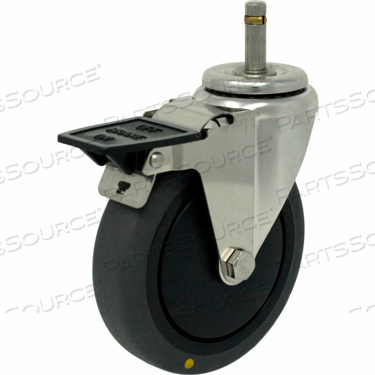 CASTERS SWIVEL STEM CASTER - 3"DIA. COND. THERMO RBBR WITH TOP LOCK, 1-3/8"H STEM 