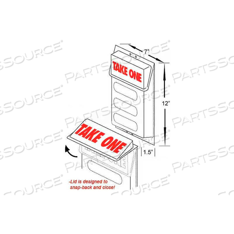 OUTDOOR LITERATURE HOLDER W/LID, 7"W X 1-1/2"D X 12"H by Clip Strip Corp.