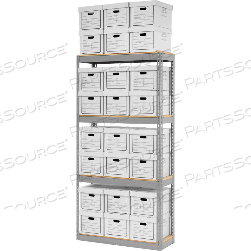 RECORD STORAGE OPEN WITH BOXES 42"W X 15"D X 84"H - GRAY by Approved Vendor RECORD STORAGE OPEN WITH BOXES 42"W X 15"D X 84"H - GRAY by Approved Vendor