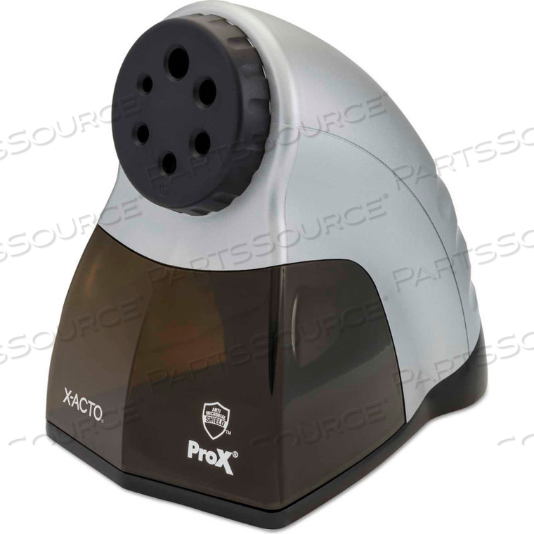 X-ACTO PROX CLASSROOM ELECTRIC PENCIL SHARPENER, AC-POWERED, 5.75" X 10.5" X 7.5", SILVER/BLK 