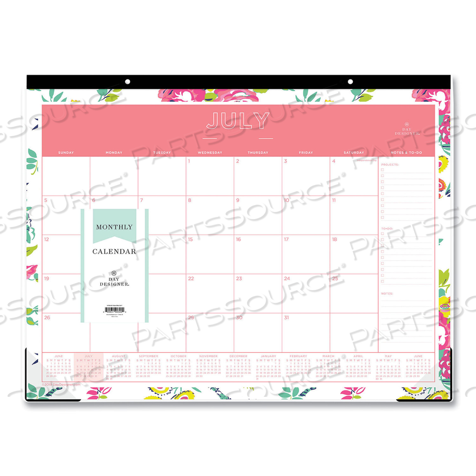 DAY DESIGNER PEYTON ACADEMIC DESK PAD, FLORAL ARTWORK, 22 X 17, BLACK BINDING, CLEAR CORNERS, 12-MONTH (JULY-JUNE): 2022-2023 by Blue Sky