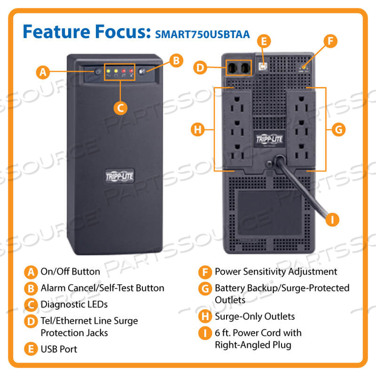 UPS TAA-COMPLIANT SMARTPRO 120V 750VA 450W LINE-INTERACTIVE AVR 