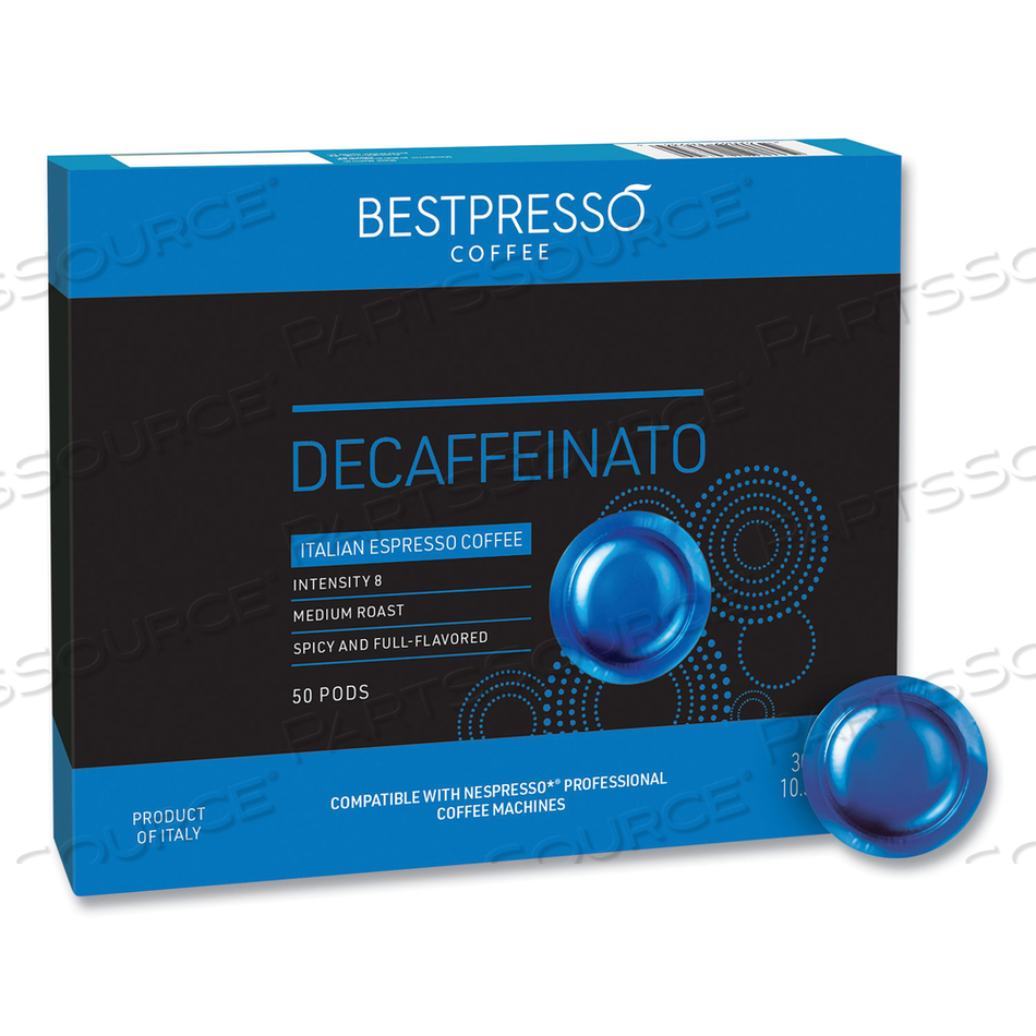 NESPRESSO PROFESSIONAL DECAFFEINATO COFFEE PODS, 0.21 OZ, 50/BOX 