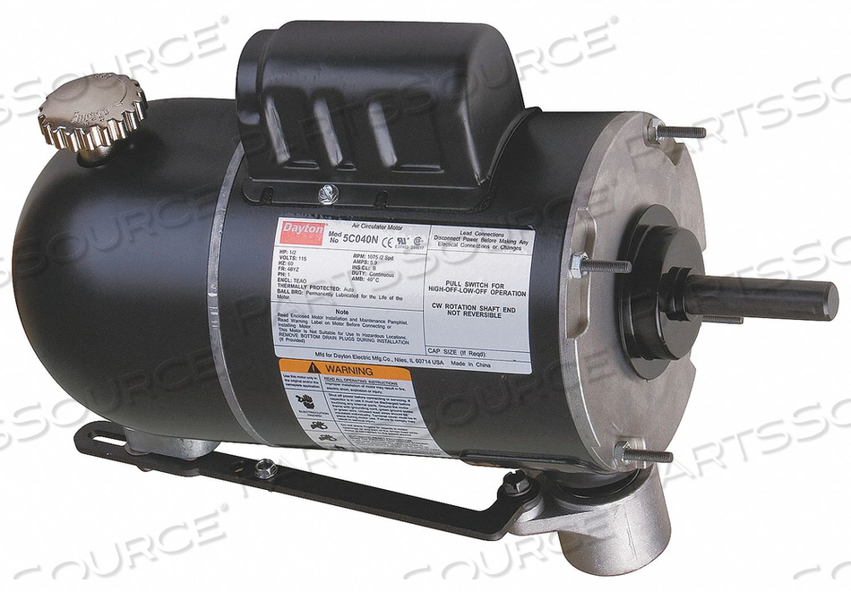 OSCILLATING FAN MOTOR, SINGLE PHASE, MOTOR DESIGN PERMANENT SPLIT CAPACITOR, 1/2 HP, NAMEPLATE RPM 1,075/875, NO. OF SPEEDS 2, VOLTAGE 115V by DAYTON ELECTRIC MANUFACTURING CO OSCILLATING FAN MOTOR, SINGLE PHASE, MOTOR DESIGN PERMANENT SPLIT CAPACITOR, 1/2 HP, NAMEPLATE RPM 1,075/875, NO. OF SPEEDS 2, VOLTAGE 115V by DAYTON ELECTRIC MANUFACTURING CO