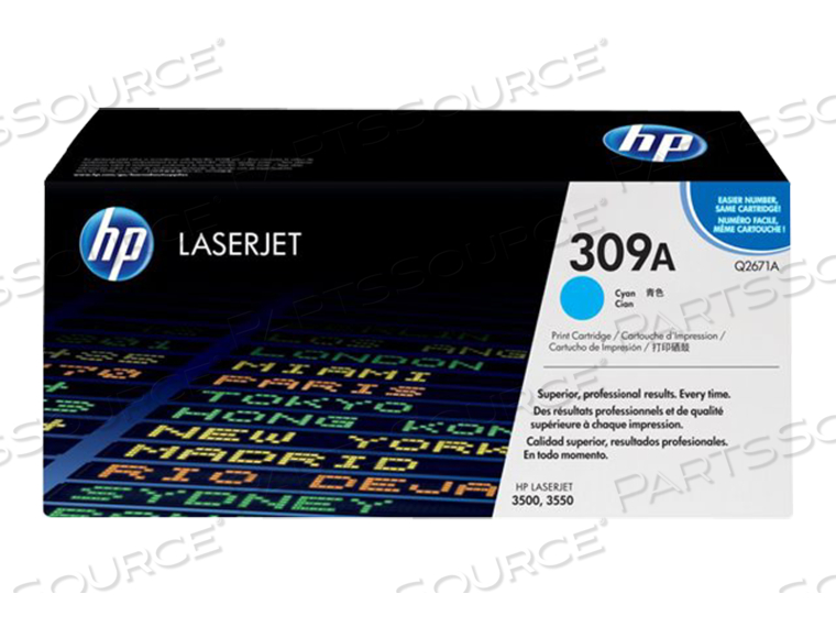 TONER CARTRIDGE, REPLACEMENT FOR HP 309A COLOR LASERJET 3500, 3550, 3700 CYAN (4,000 YIELD) 