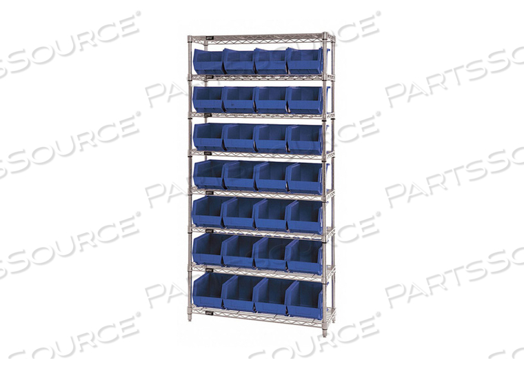 G7065 BIN SHELVING 74 OVERALL H 28 BINS BLUE by Quantum Storage Systems G7065 BIN SHELVING 74 OVERALL H 28 BINS BLUE by Quantum Storage Systems