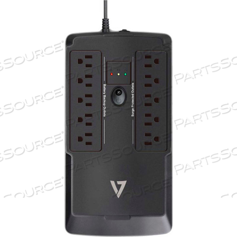 V7 UPS 550VA DESKTOP BATTERY BACKUP SYSTEM WITH 10 OUTLETS (5 BATTERY BACKUP + 5 SURGE) 